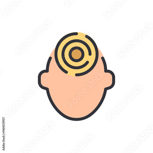 Person dizzy with swirling symbols overhead conveying feeling unwell situation