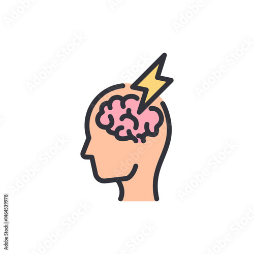 Conceptual symbol of headache, representing brain pain, migraine problem