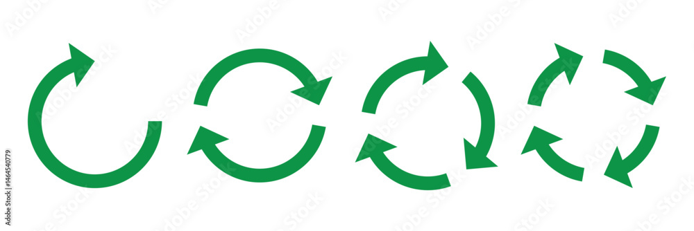 Green round recycle icons set, Simple illustration of green round circle arrow vector icon. Green round arrow icon, green recycle or circular arrow vector. Green round recycle icons set, Simple illustration of green round circle arrow vector icon. Green round arrow icon, green recycle or circular arrow vector.