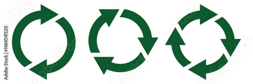 Refresh arrow icon vector. Green recycle arrow vector icon symbol. Repeat and reload arrow set. Rotation circle sign. Sync icon symbol convert button sign isolated on white background.