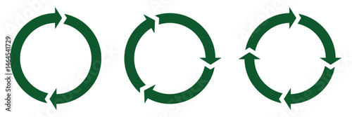 Refresh arrow icon vector. Green recycle arrow vector icon symbol. Repeat and reload arrow set. Rotation circle sign. Sync icon symbol convert button sign isolated on white background.