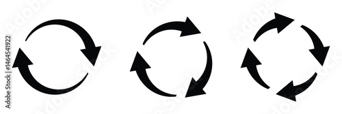 Circle Arrow icon set vector illustration, refresh icon, reload icon. Set of circle arrows rotating, different circular arrows  recycle sign, arrow clock wise rotating symbol. Design eps 10
