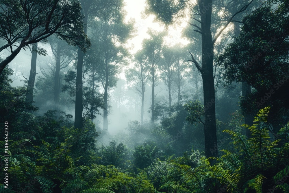 Fototapeta premium Misty forest scene (1)