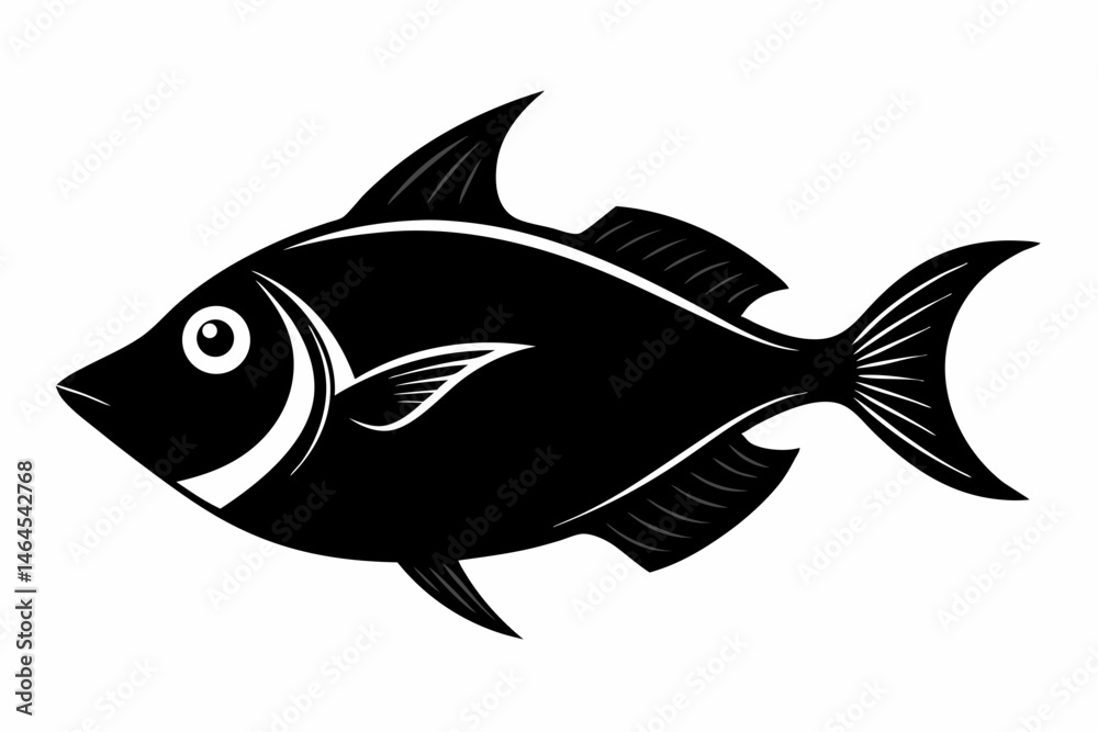 Obraz premium triggerfish sihouette black vector