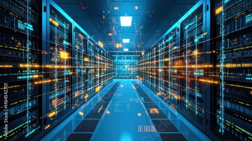 Wallpaper Mural Modern data center server room blue and orange digital technology Torontodigital.ca