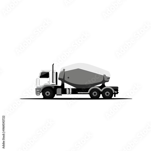 Concrete Mixer Truck 2D flat vector illustration, isolated on a white background.