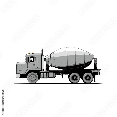 2D flat Concrete Mixer Truck vector illustration, isolated on a white background.