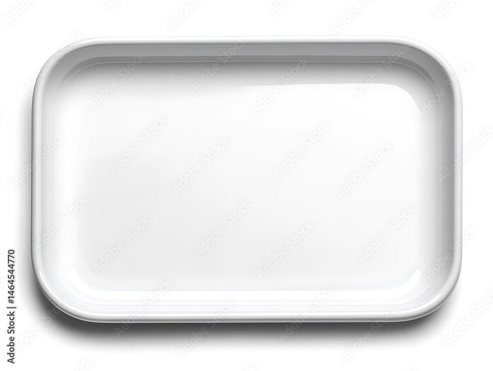 White Rectangular Serving Tray, Empty, Top View White Rectangular Serving Tray, Empty, Top View