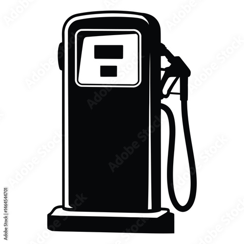 Retro gas pump Silhouette, Vector, Illustration, Icon, Logo, White Background.