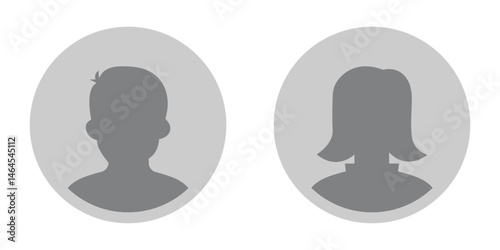 Set of male and female avatars. Abstract user profile icons and silhouettes. Vector badges for unknown or anonymous people.