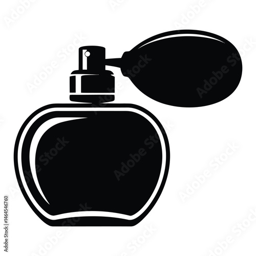 Vintage perfume atomizer Silhouette, Vector, Illustration, Icon, Logo, White Background.