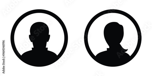 Avatar icon vector male and female user person profile symbol. Set man and woman head icon silhouette. Male and female avatar profile sign. Users profile collection. Persons symbol. Silhouette avatars