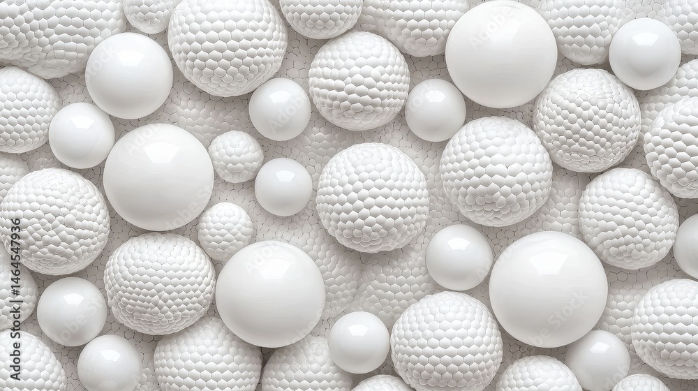 Fototapeta premium White golf balls arranged neatly on a green grass surface with natural lighting and soft shadows