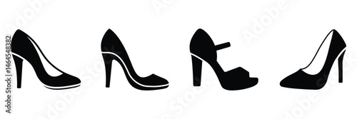 High heel shoes silhouettes icon vector illustration isolated on white background