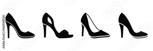 High heel shoes silhouettes icon vector illustration isolated on white background