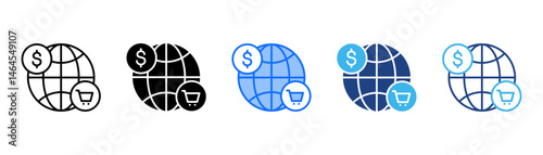 Global Market  Icon Set With Multiple Style Collection 