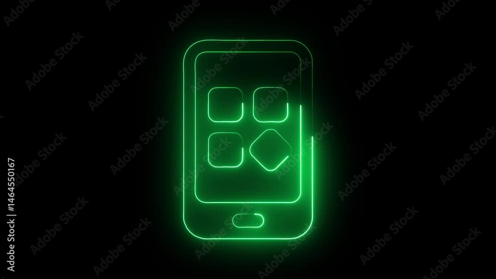 Glowing neon mobile menu icon isolated on black background. HD Video motion graphic animation Glowing neon mobile menu icon isolated on black background. HD Video motion graphic animation