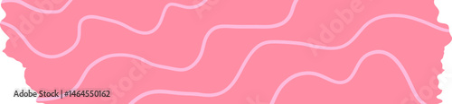 Coquette Plaid Washi Tape Girly Scrapbook Pink and Red Stripes, Hand Drawn Simple Doodle Patterned Scribbles, Hearts and Stars, Wave Whimsical Groovy Vector Isolated Design Element