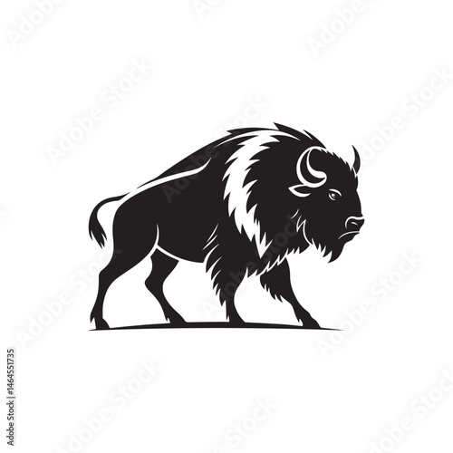 bison vector silhouette clip art logo illustration