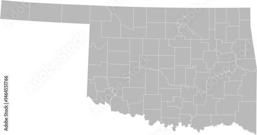 Oklahoma vector map with county boundaries (Albers equal area conic projection, PPT-compatible & fully editable)