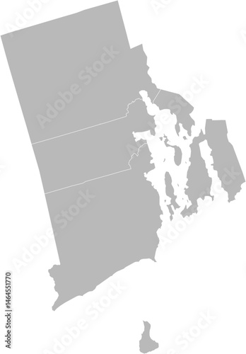 Rhode Island vector map with county boundaries (Albers equal area conic projection, PPT-compatible & fully editable)
