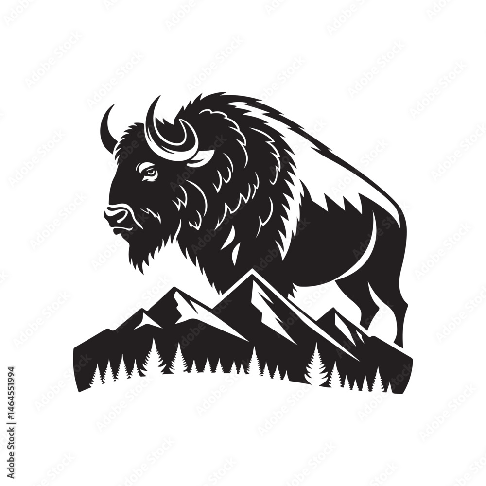 Obraz premium bison vector silhouette clip art logo illustration