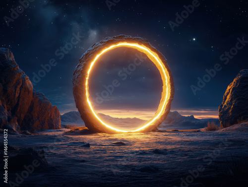 Fantasy glowing magical portal to another land