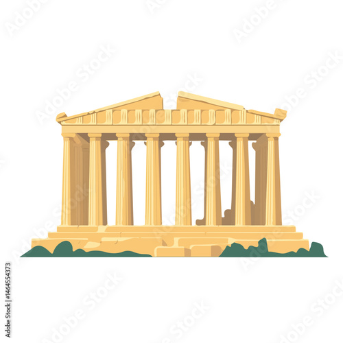 Acropolis Of Athens 2D flat vector illustration, isolated on a white background.
