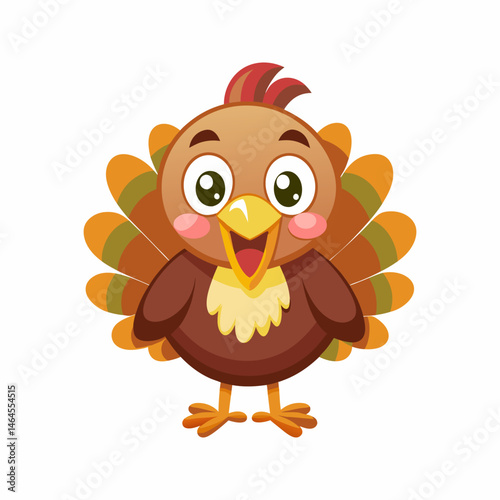 Adorable Cartoon Turkey Illustration | Happy Thanksgiving Bird