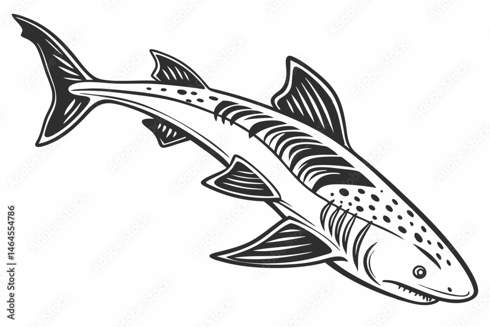 Obraz premium dogfish sihouette black vector