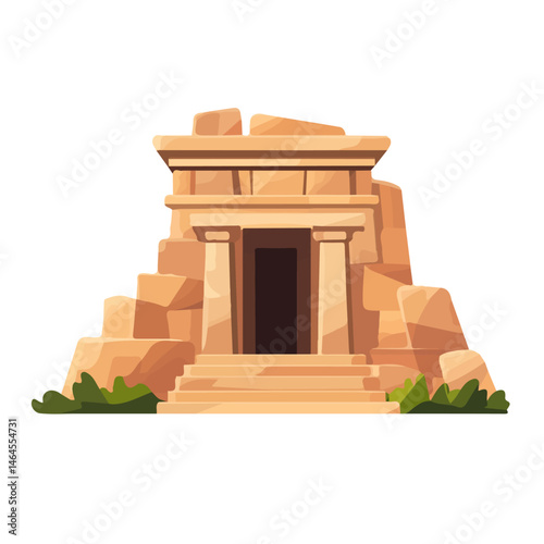 2D flat Ancient Ruins vector illustration, isolated on a white background.