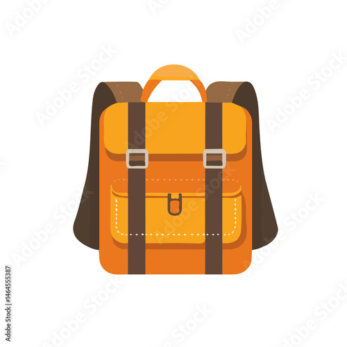 2D flat vector illustration of Travel Backpack, isolated on a white background.