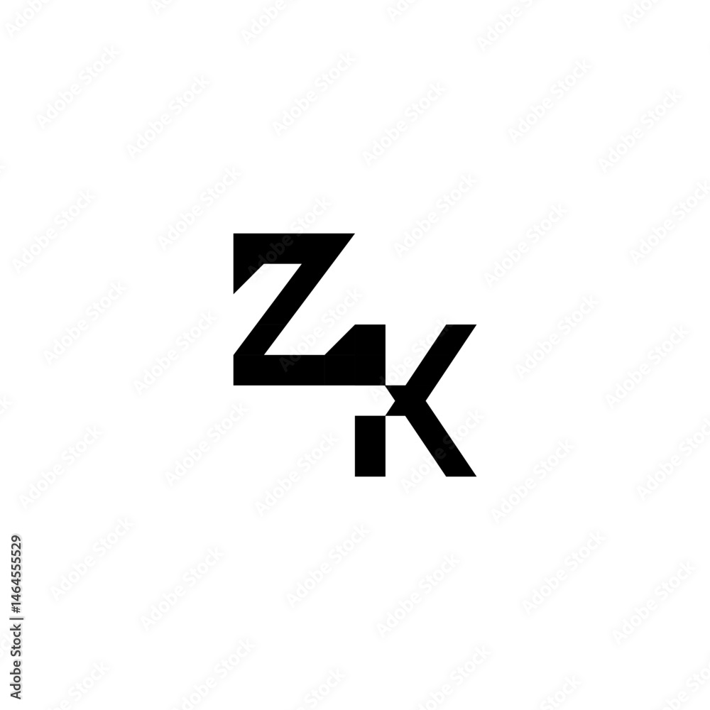 Fototapeta premium ZK Alphabet cool minimalist logo Initial square concept sporty style monogram