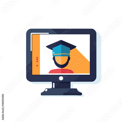 Virtual Classroom 2D flat vector illustration, isolated on a white background.