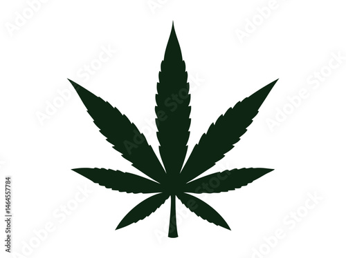 Green cannabis leaf silhouettes arranged in a grid pattern.  graphic design featuring a grid of twelve identical, solid green cannabis leaf silhouettes against a pure white background. cannabis, marij