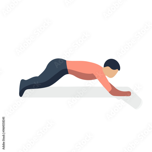 Push Up 2D flat vector illustration, isolated on a white background.