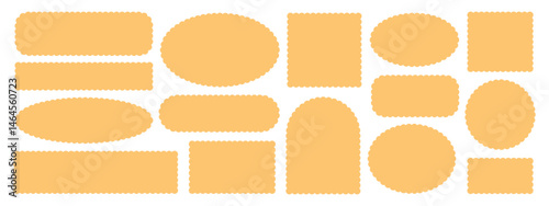 Set of orange different frame, shape with scalloped edge vector illustration