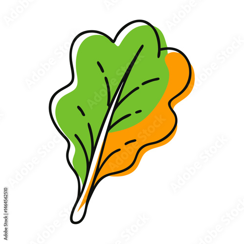 Kids healthy food icon featuring a colorful spinach leaf, copy space - 2