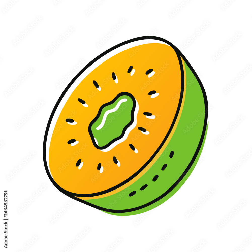 Fototapeta premium Kids healthy food icon featuring a colorful kiwi slice, copy space