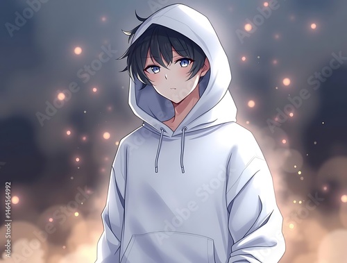 Anime Boy Hoodie Night Lights.