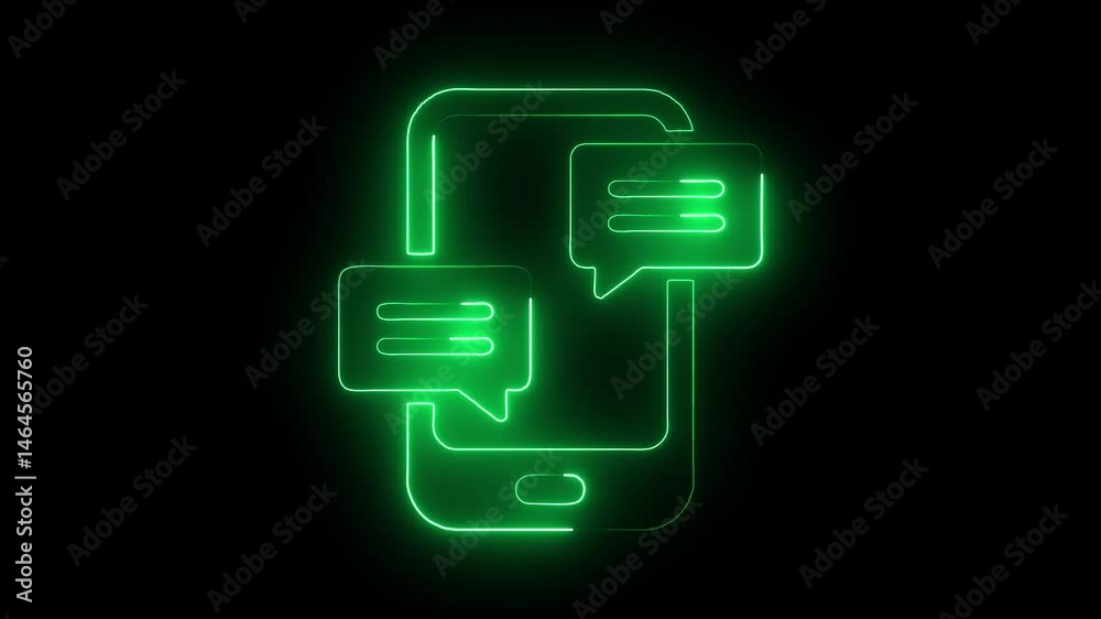 Glowing neon conversation icon isolated on black background. HD Video motion graphic animation Glowing neon conversation icon isolated on black background. HD Video motion graphic animation