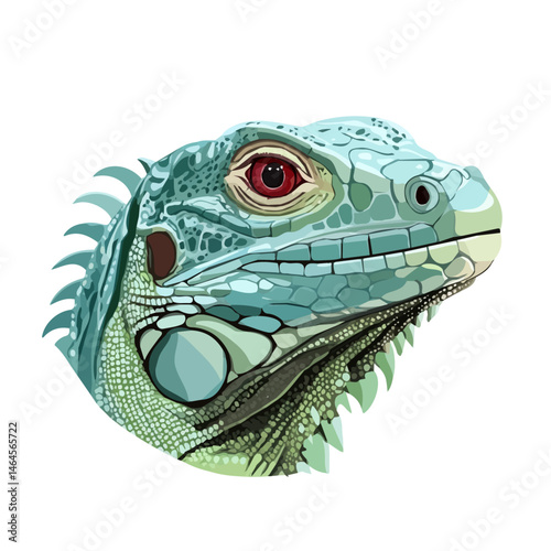 2D flat vector illustration of Iguana Head, isolated on a white background.