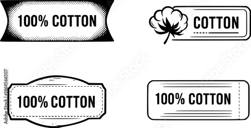 100 percent cotton label set. vector set