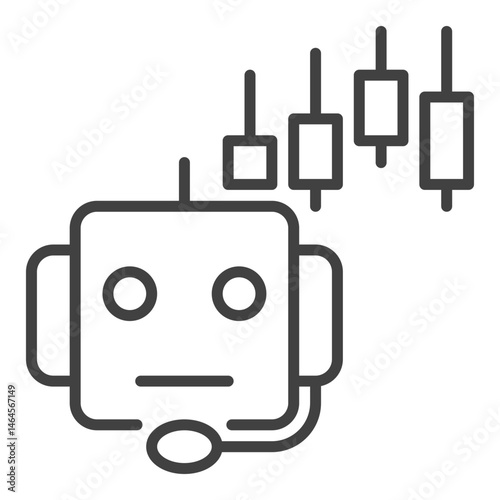 Algorithmic Trading Machine and Candlestick Chart vector linear icon or symbol