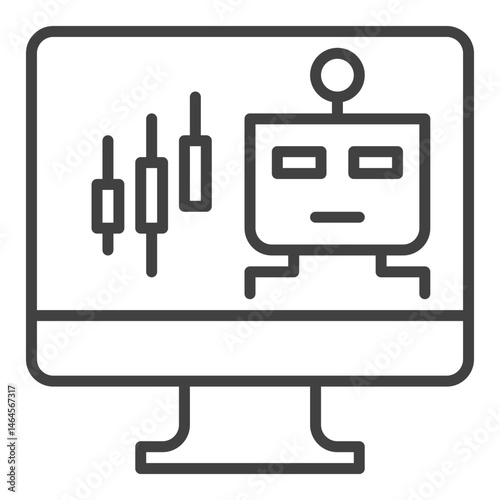 Automated Trading ChatBot on PC screen vector thin line icon or symbol