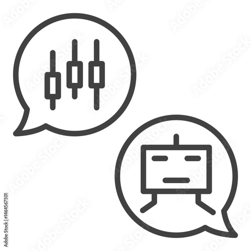 Automated Cryptocurrency Trading Chat vector icon or symbol in outline style