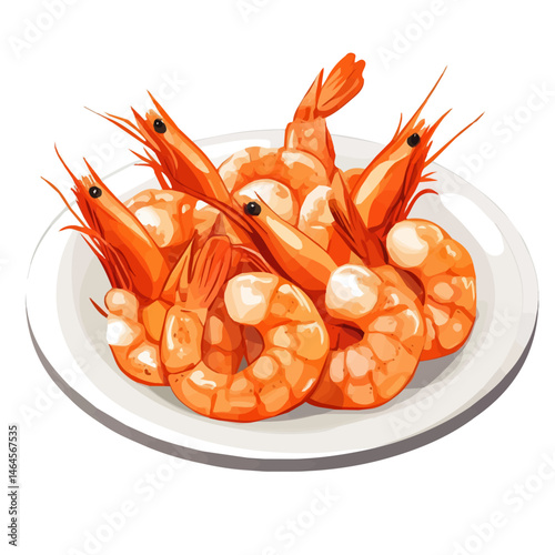 Shrimp Scampi 2D flat vector illustration, isolated on a white background.