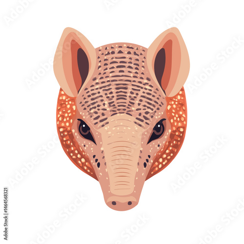 2D flat vector illustration of Armadillo Head, isolated on a white background.