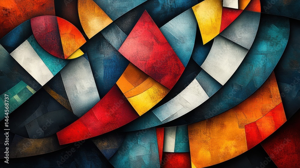 Fototapeta premium A modern artistic Cubism-style background with fragmented shapes and bold, artistic textures