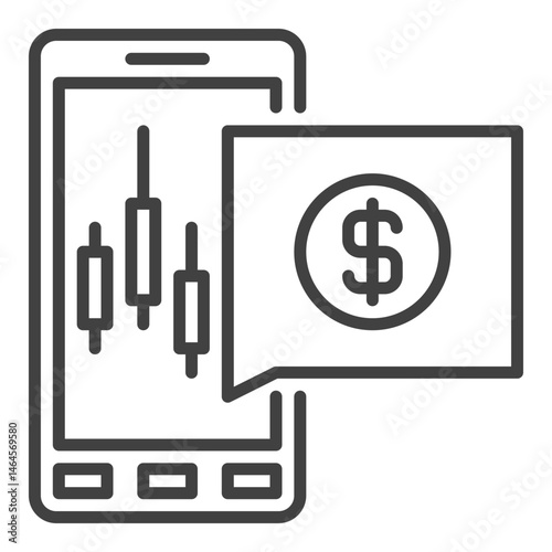 Automated Trading on Smartphone vector linear icon or symbol